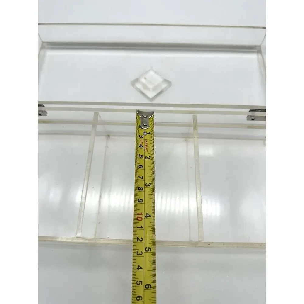 Vintage Lucite Acrylic Jewelry Box Divided Jewelry Organizer Heavy MCM